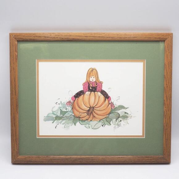 P. Buckley Moss Halloween Precious Pumpkin Signed Framed Print Limited Edition